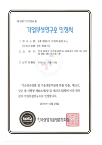 Company Affiliated Research Institute Certificate